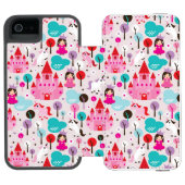 Kinderprinzessinschloss und -Einhorn Incipio iPhone Geldbeutel-Hülle (Folio Geöffnet)
