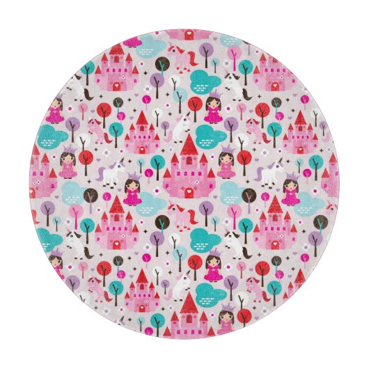 Kinderprinzessinschloss und -Einhorn Schneidebrett (Vorderseite)