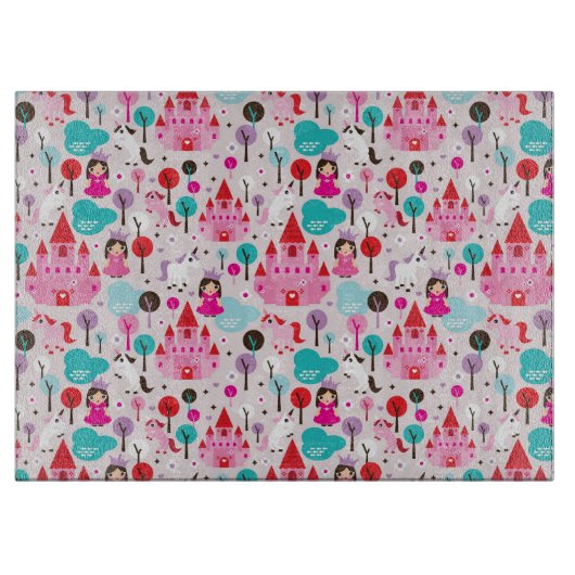 Kinderprinzessinschloss und -Einhorn Schneidebrett (Vorderseite)