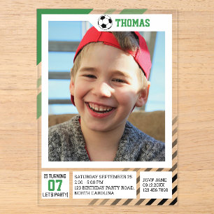Kinderprofil-Tausch-Fußball-Geburtstagsfotos Acryleinladungen