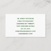 Kinderpsychologe Spieltherapie Spielzeug Foto Grün Visitenkarte (Rückseite)