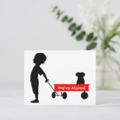 Kinderpulling Red Wagon Neue Adresse Ankündigungspostkarte (Stehend Vorderseite)