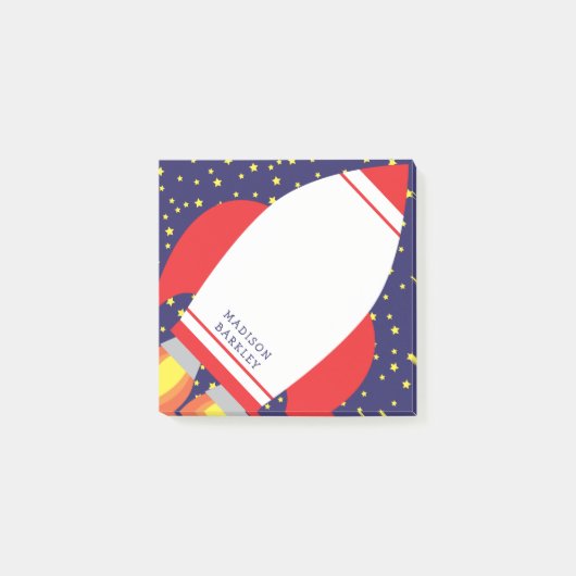 Kinderraketenschiff Weltraum Niedlich Post-it Klebezettel (Vorderseite)