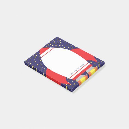 Kinderraketenschiff Weltraum Niedlich Post-it Klebezettel (angewinkelt)