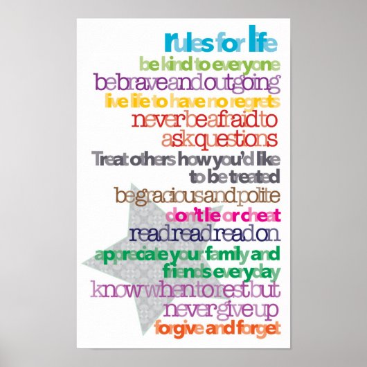Kinderregeln für das Leben Poster (Vorne)