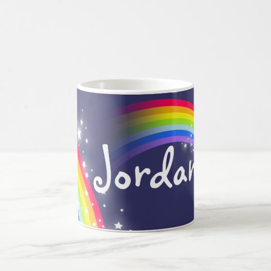 Kinderregenbogenmarine addieren Ihre NamensTasse Kaffeetasse (Mittel)