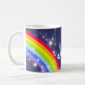 Kinderregenbogenmarine addieren Ihre NamensTasse Kaffeetasse (Links)
