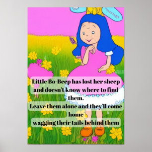 Kinderreim Cartoon Spaß Little Bo-Peep hat verlore Poster