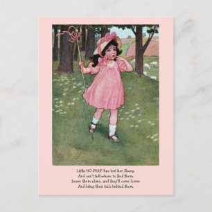 Kinderreim Little Bo-Peep und die vermissten Schaf Postkarte