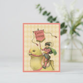 Kinderreiten Osterjunges Kind Feiertagspostkarte (Stehend Vorderseite)