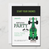 Kinderrennen Autos Grüne Geburtstagsparty Einladun Einladung (Vorderseite)