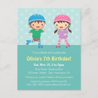 Kinderrollen-Skaten-Geburtstags-Party Einladungen