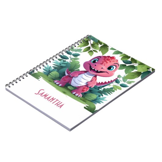 Kinderrosa Dinosaurier-ErlebnisNotebook Notizblock (Linke Seite)