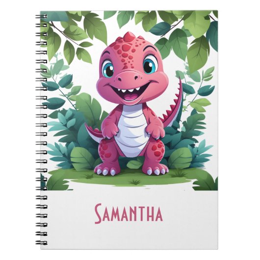 Kinderrosa Dinosaurier-ErlebnisNotebook Notizblock (Vorderseite)