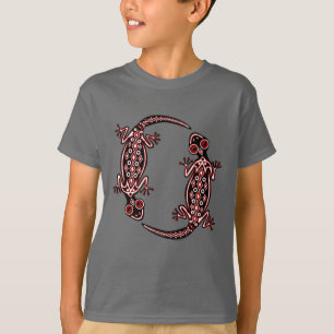 Kinderrotes Geckos-Totem-T-Shirt T-Shirt