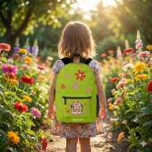 Kinderrucksack grün mit Foto - Blumen - rosa rot  Bedruckter Rucksack