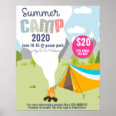 Kinderscampingplatz Flyer, Camping in der Schule F Poster (Vorne)