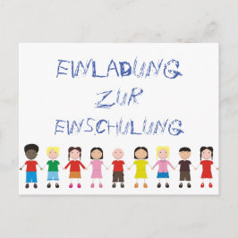 KinderSchicksal auf einer Einladung zur Einschulun Postkarte