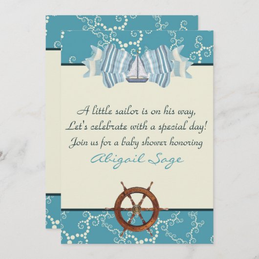 Kinderschiff Kinderdusche für Jungen Einladung (Vorne/Hinten)