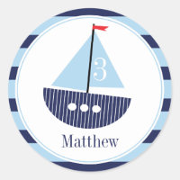 Kinderschiff Nautic Sail Boat Geburtstagsticker