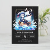 Kinderschiff Pirate zum Geburtstag Einladung (Stehend Vorderseite)