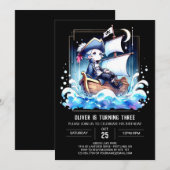 Kinderschiff Pirate zum Geburtstag Einladung (Vorne/Hinten)