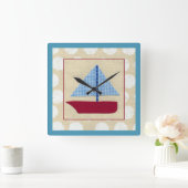 Kinderschiff von Chariklia Zarris Quadratische Wanduhr (Zuhause)