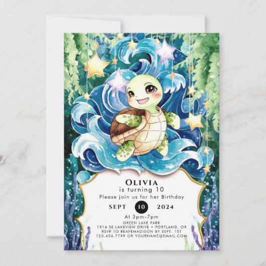 Kinderschildkröte zum Geburtstag Einladung (Vorderseite)