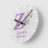 Kinderschlafzimmeruhr mit Name & Anfangsbuchstabe Runde Wanduhr (Winkel)