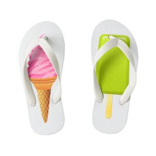 Kinderschlappen - Rosa Eiscreme + Grutscht Grüner Kinderbadesandalen