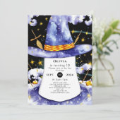 Kinderschlichte verzauberte Zauberer zum Geburtsta Einladung (Stehend Vorderseite)