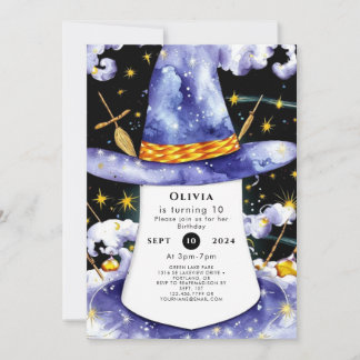 Kinderschlichte verzauberte Zauberer zum Geburtsta Einladung