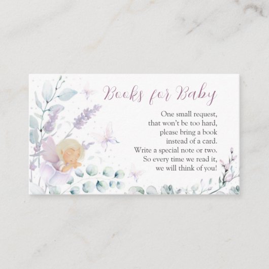 Kinderschmetterling & Blume Babydusche Buchanfrage Begleitkarte (Vorderseite)