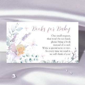 Kinderschmetterling & Blume Babydusche Buchanfrage Begleitkarte