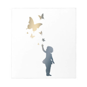 Kinderschmetterling - Happy Life Illustration Silh Notizblock