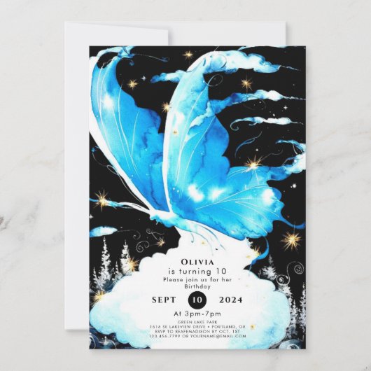 Kinderschmetterling zum Geburtstag Einladung (Vorderseite)