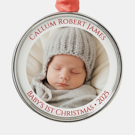Kinderschmuck - 1. Weihnachtsname & Foto Ornament Aus Metall (Vorne)