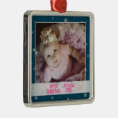 Kinderschneeflocken auf dem Foto Ornament Aus Metall (Rechts)