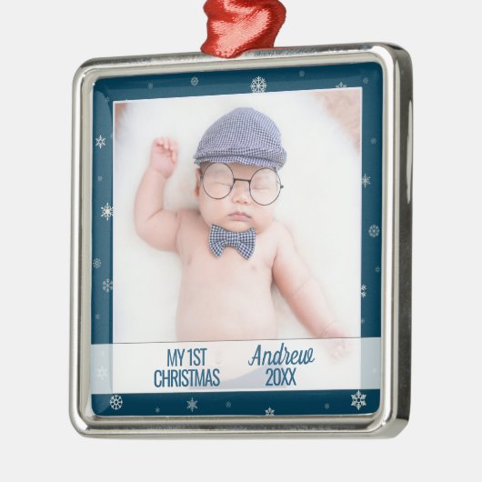 Kinderschneeflocken auf dem Foto Ornament Aus Metall (Links)