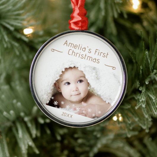 Kinderschneeflocken Foto Keepake Ornament Aus Metall (Baum)
