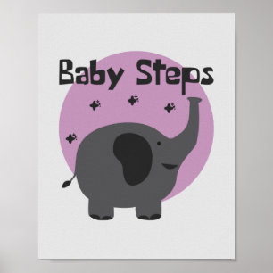 Kinderschritte Kawaii niedlicher Babyelefant grau Poster