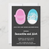 Kinderschuhe Geschlecht enthüllt und Babydusche Einladung (Vorderseite)