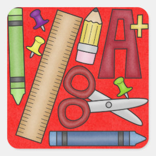 Kinderschulaufkleber Quadratischer Aufkleber