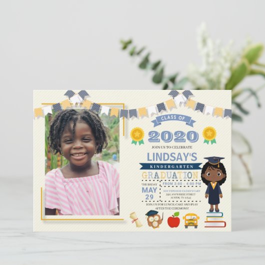 Kinderschule Abschluss Foto Einladung (Stehend Vorderseite)