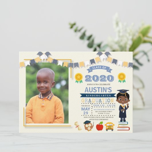 Kinderschule Abschluss Foto Einladung (Stehend Vorderseite)