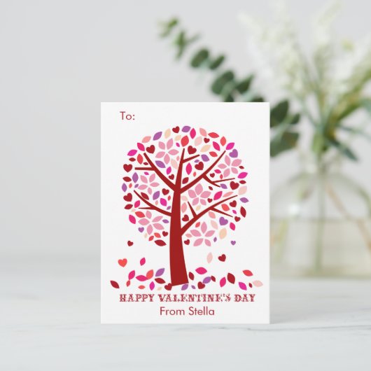 Kinderschule Klassenzimmer Valentine Karten Baum d (Stehend Vorderseite)