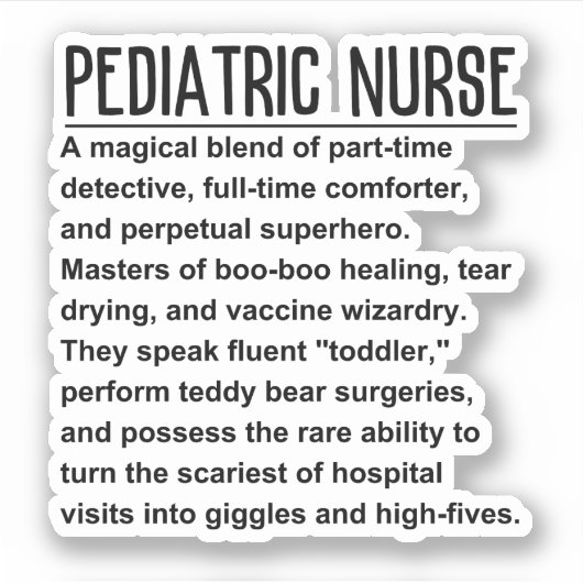 Kinderschwester Aufkleber (Vorderseite)