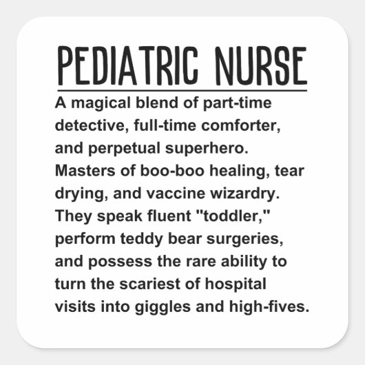 Kinderschwester Quadratischer Aufkleber (Vorderseite)