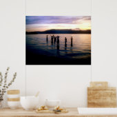 Kinderschwimmbad bei Sonnenuntergang Poster (Küche)