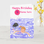 KinderSchwimmer-Mädchengeburtstagskarte addieren Karte (Gelbe Blume)